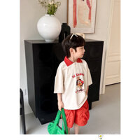 Set bộ áo polo phối cổ đỏ mix quần kaki túi hộp lưng chun nhà Hisun cho bé trai size từ 12-42 cân