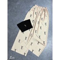 Set Bộ Áo Quây Croptop Lờ Ét Y + Quần Lụa 125D Ống Xuông Rộng Lờ Ét Y Vàng Sang Chảnh