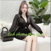 SÉT BỘ ÁO SƠ MI ĐÍNH ĐÁ DÀI CÓ QUẦN LÓT KÈM ĐAI NỊT Kem Nữ