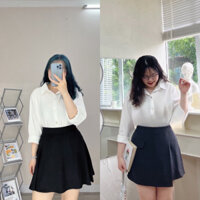 Sét bộ áo sơ mi kèm chân váy xòe form bigsize Sét bộ nữ đi chơi Bigsize KN từ 50 kg đến 100 kg M/L/XL/XXL sơ mi bigsize