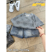 Sét Bộ Áo Thun Phối Quần Short Jean Bé Trai Hottrend size 10-30kg