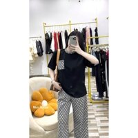 Set Bộ Áo Thun Quần Ống Rộng L.V Chất Đẹp - Set Bộ Hot Girl Phố Áo Phông Quần Dài