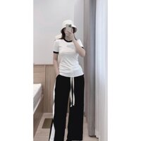 Set bộ Áo trắng quần đen xuông, trẻ trung cho bạn nữ
