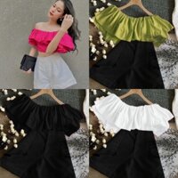 Sét bộ áo trễ vai quần short bigsize Mũm Mĩm (M/L/Xl/Xxl) 50kg đến 100kg