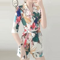 Set Bộ Áo Vest Nữ Tay Lỡ Họa Tiết & Quần Ngắn 3321 - Hàng Nhập