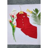 Sét Bộ Áo Vest Sát Nách Đính Nơ Sành Điệu (BƠ CUTEKID) Cho Bé Gái Từ 7-31kg - Chất tuyết mưa mềm