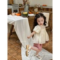 Set Bộ Áo Voan Chấm Bi Phối Quần Sooc Thô