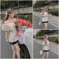 Sét bộ áo xốp hoa cúp ngực  có MÚT  kèm quần ngắn
