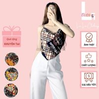 Set bộ Áo yếm 2 dây thắt nơ lưng  + Quần suông cạp cao