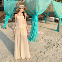 Set bộ áo yếm + quần ống rộng dập li Hàn