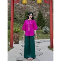 Set bộ bà ba áo gấm phối cùng quần tuyết nhung siêu xinh