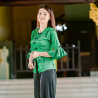 SÉT BỘ BÀ BA GẤM 2 DA,HOA VĂN,QUẦN ĐEN LỤA PLANTIN,TRUYỀN THỐNG, KẾT HỢP TÚI TRONG PHONG CÁCH HIỆN ĐẠI LỊCH LÃM MẪU MỚI