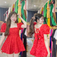 Set Bộ Babydoll Cổ Vuông Tay Bồng + Quần Đùi Chất Xốp Hoa, Set Bộ Nữ Xinh, Đồ Bộ HT M36