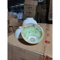 Sét Bộ Bát Cơm, Chén Cơm Sứ 10c, Hình Chú Gấu, Kích Thước 11cm