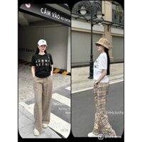 sét bộ bbr suông dài caro sọc áo thun in