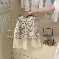 Set bộ bé gái áo ba lỗ hoa nhí kèm quần suông chất thô điệu đà xinh xắn ulzzang hàn quốc hottrend hè