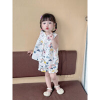 Set bộ bé gái áo cổ tròn sát nách dáng áo baby doll Lanin Set