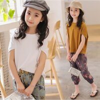 SET BỘ BÉ GÁI ÁO THUN TAY CÁCH ĐIỆU + QUẦN THỔ CẨM