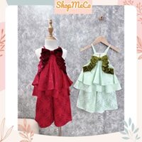 Set bộ bé gái CS470, # set bộ lụa gấm trung thu dải bèo cho bé