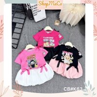 Set bộ bé gái K63, # Set áo labubu cotton quần bí ngô cho bé