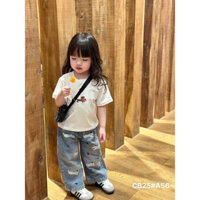 Set Bộ Bé Gái Quần Bò Suông Phối Áo Hình Thêu Đẹp 10-30kg