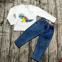 SET BỘ BÉ TRAI ( 2 - 6 TUỔI) ÁO THUN COTTON MỊN ĐẸP TAY DÀI QUẦN JEAN DÀI $ẢNH THẬT$