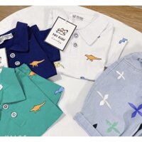 Set bộ bé trai áo khủng long quần bò đẹp, áo polo mềm mịn