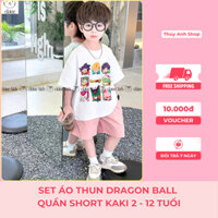 Set bộ bé trai Dragon Ball - Set áo thun quần short kaki 2-12 tuổi