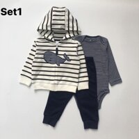 Set bộ bodysuit dài tay 3 chi tiết: Áo khoác, quần và body dài tay