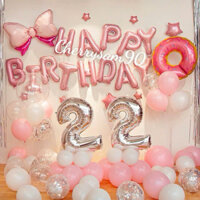 Set Bộ bóng chữ Happy Birthday màu hồng gold