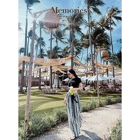 *Sét bộ cao cấp thời trang nữ mặc đi chơi chất liệu thun gân áo cổ tròn tay ngắn quần Mango sọc dọc dài ống rồng