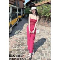 Sét bộ caro áo ống mocking kèm quần suông dài lai bèo - Đỏ,Freesize