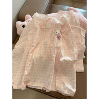 Set bộ carro hồng HelloKitty dễ thương cho nữ - áo nơ cổ ren dễ thương