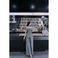 Set bộ chất tuyết mưa có lót thời trang thiết kế nữ trẻ trung dịu dàng , áo cúp ngực đính nơ xinh đai áo quần dài