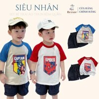 Set bộ cho bé trai in hình siêu nhân áo thun zaclang và quần short tổng 1 đến 7 tuổi BERNIE 1123B025