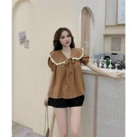 Sét bộ cổ bèo thắt nơ trước nghịch xinh xinh fashionzero - 75125