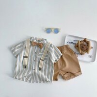 Set bộ công tử dây đeo yếm kèm nơ cho bé trai sinh nhật thôi nôi 1 đến 6 tuổi BERNIE 0723b002
