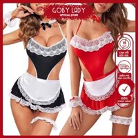 Set Bộ Cosplay Nàng Hầu So Hot Hit Nóng Bóng, Set 5 Chi Tiết Phối Màu Gợi Cảm