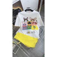 Set bộ cotton 4 chiều Thái Lan giấu quần Legging form rộng Free size đến 70kg