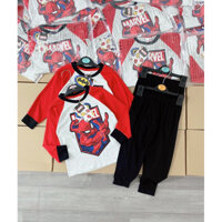Set bộ cotton dài tay in hình Spiderman tay phối cho bé trai size từ 10-25 cân