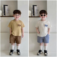 Set bộ cotton phối nắp túi basic cho bé Bernie FASHION