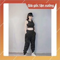 Set bộ  croptop new york est 1885 croptop màu đen trắng áo croptop và quần joger túi khoá