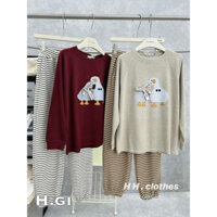 set bộ dài tay hình vịt  quần sọc ngang cao cấp loại 1