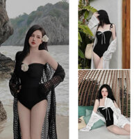 SET BỘ ĐI BIỂN ÁO TĂM LẠNH CÓ MÚT,KHOÁC REN LEN DÀI BT110H