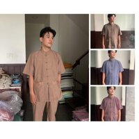 SET BỘ ĐI CHÙA CỔ TÀU NAM THÊU TÚI TAY NGẮN VẢI TIXI