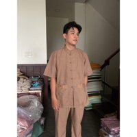 SET BỘ ĐI CHÙA CỔ TÀU NAM THÊU TÚI TAY NGẮN VẢI TIXI