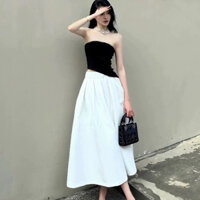 Set bộ đồ áo cúp ngực hở vai kèm chân váy dáng dài, set bộ đồ áo quây phối đá kèm chân váy dáng dài xoè nhẹ nhàng