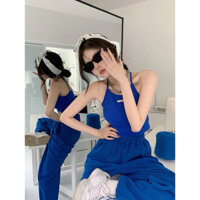Set bộ đồ áo yếm + quần dài xanh coban