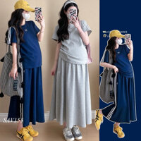 set bộ đồ B1629 thun mềm, áo mix chân váy thể thao năng động