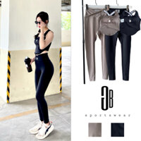 Set bộ đồ dài thể thao GYMBO cao cấp nữ, áo bra sẵn mút vạt bầu mix quần dài cạp chéo lưng cao tập gym yoga pilates